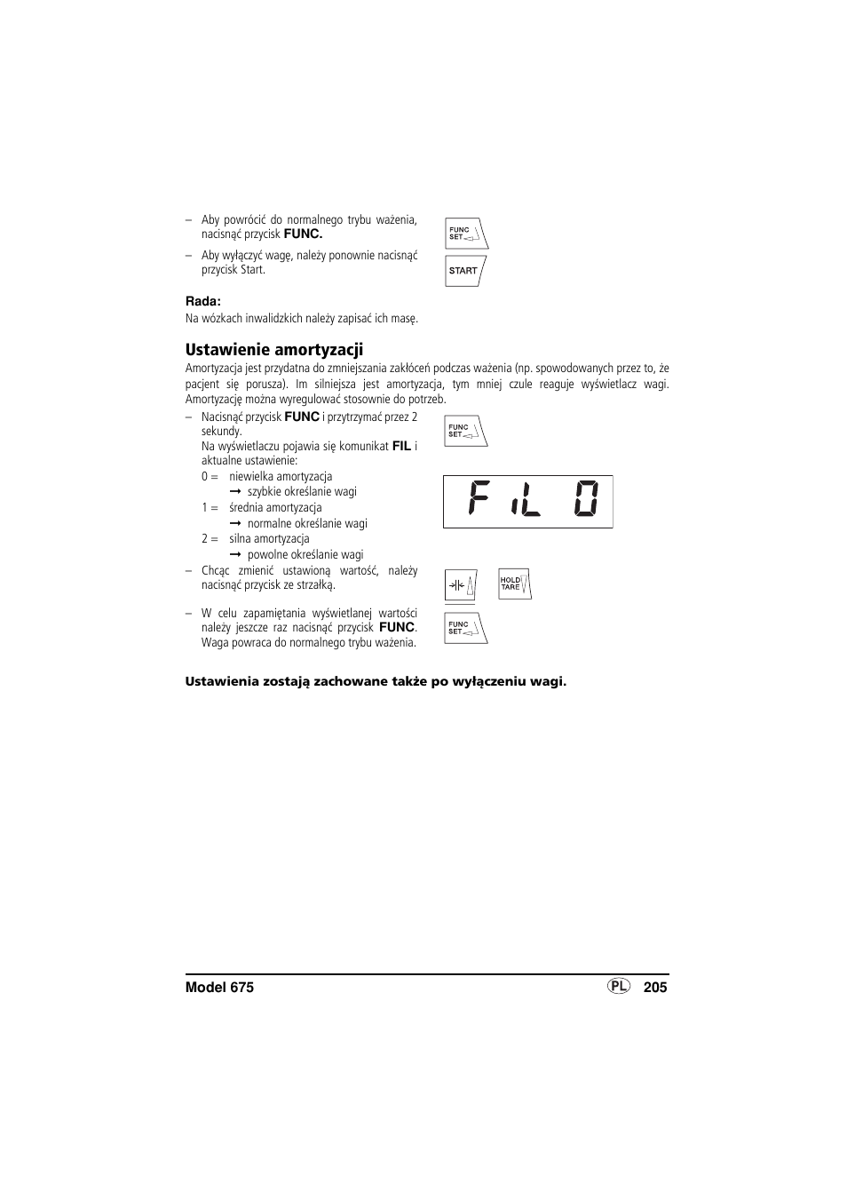 Ustawienie amortyzacji | Seca 675 User Manual | Page 205 / 214