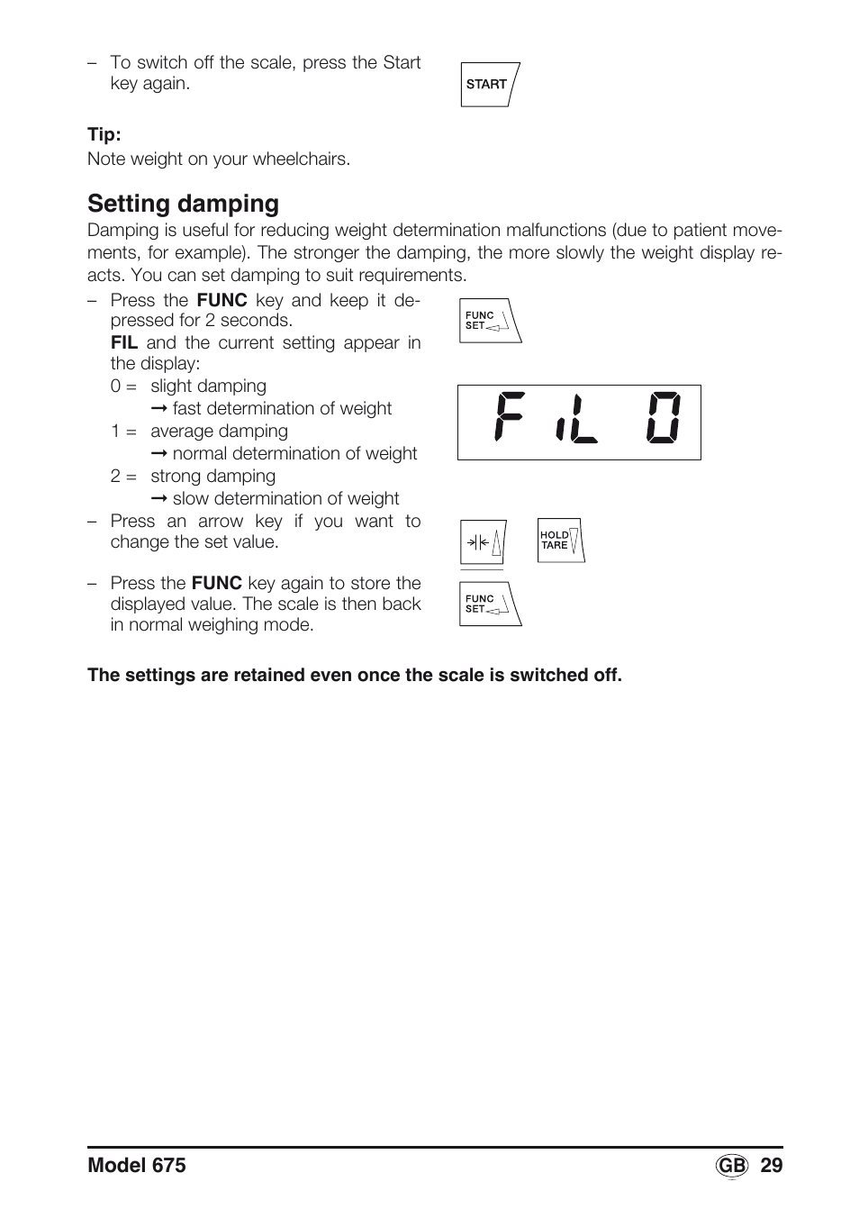 Setting damping | Seca 675 User Manual | Page 29 / 214