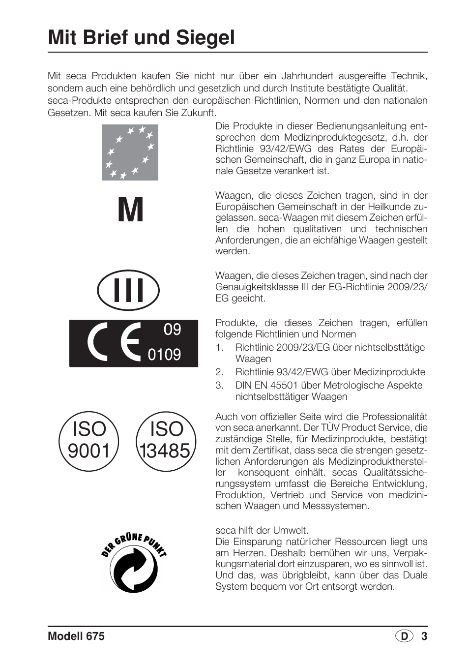 Deutsch, Mit brief und siegel | Seca 675 User Manual | Page 3 / 214