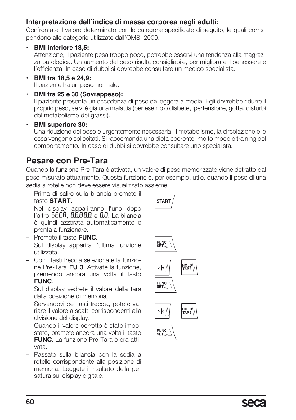Pesare con pre-tara | Seca 675 User Manual | Page 60 / 214