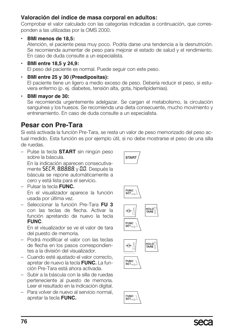 Pesar con pre-tara | Seca 675 User Manual | Page 76 / 214