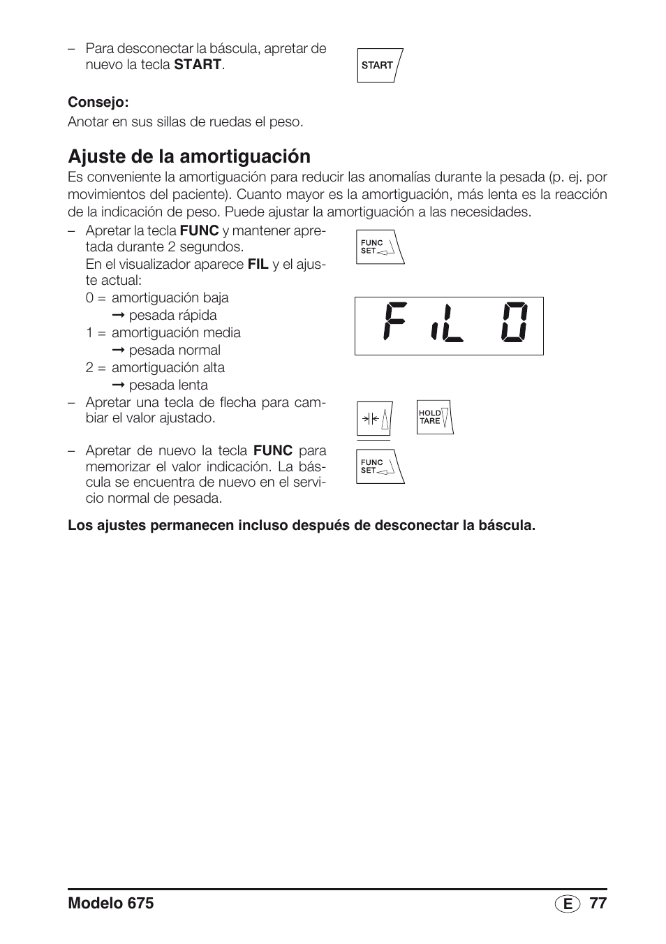 Ajuste de la amortiguación | Seca 675 User Manual | Page 77 / 214