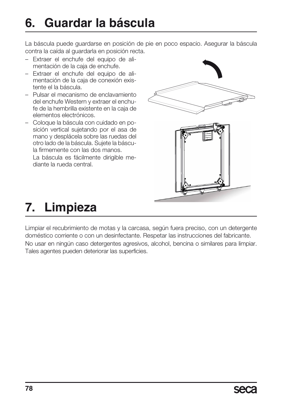 Guardar la báscula, Limpieza | Seca 675 User Manual | Page 78 / 214