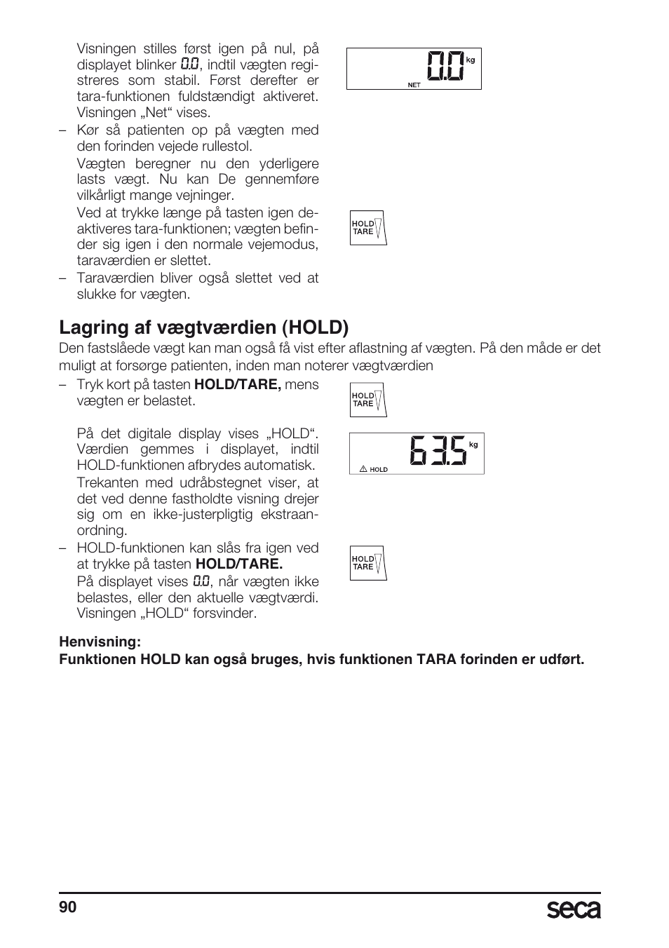Lagring af vægtværdien (hold) | Seca 675 User Manual | Page 90 / 214