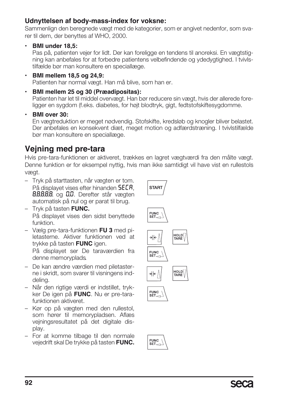 Vejning med pre-tara | Seca 675 User Manual | Page 92 / 214