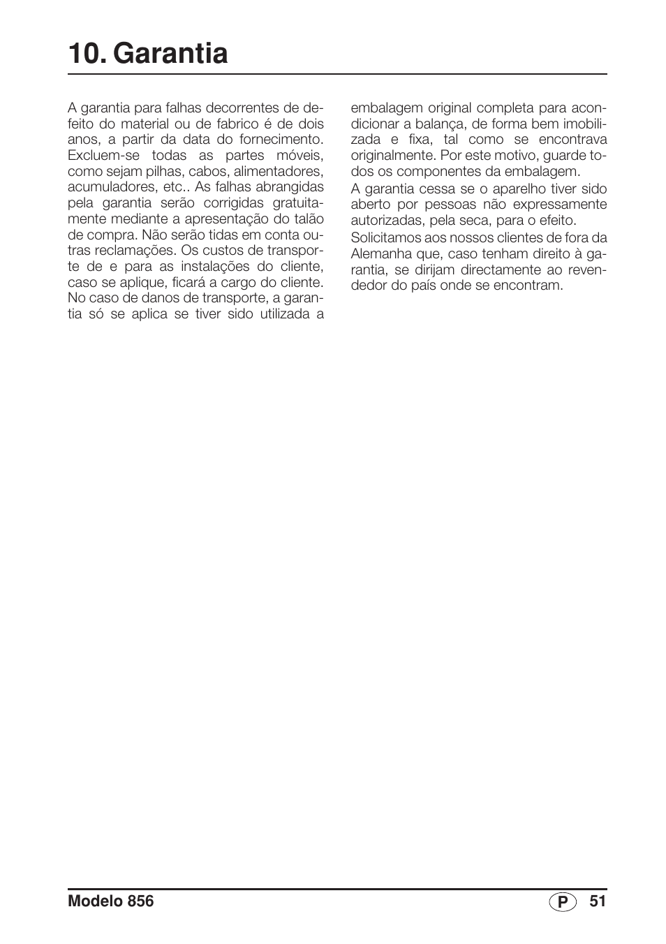 Garantia | Seca 856 User Manual | Page 51 / 65