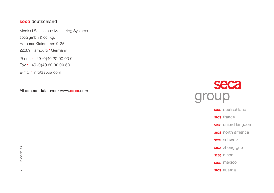 Group | Seca 210 User Manual | Page 32 / 32