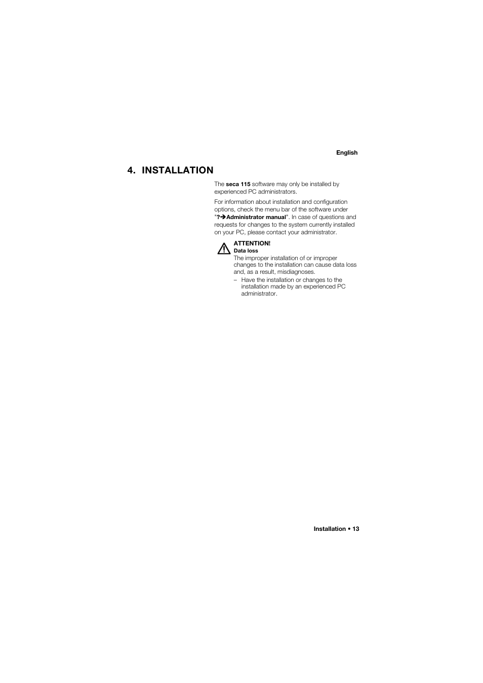 Installation | Seca Analitics 115 User Manual | Page 13 / 77