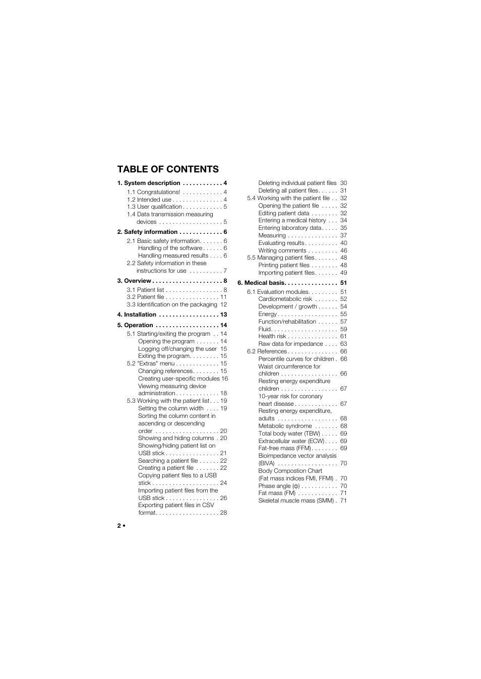 Seca Analitics 115 User Manual | Page 2 / 77