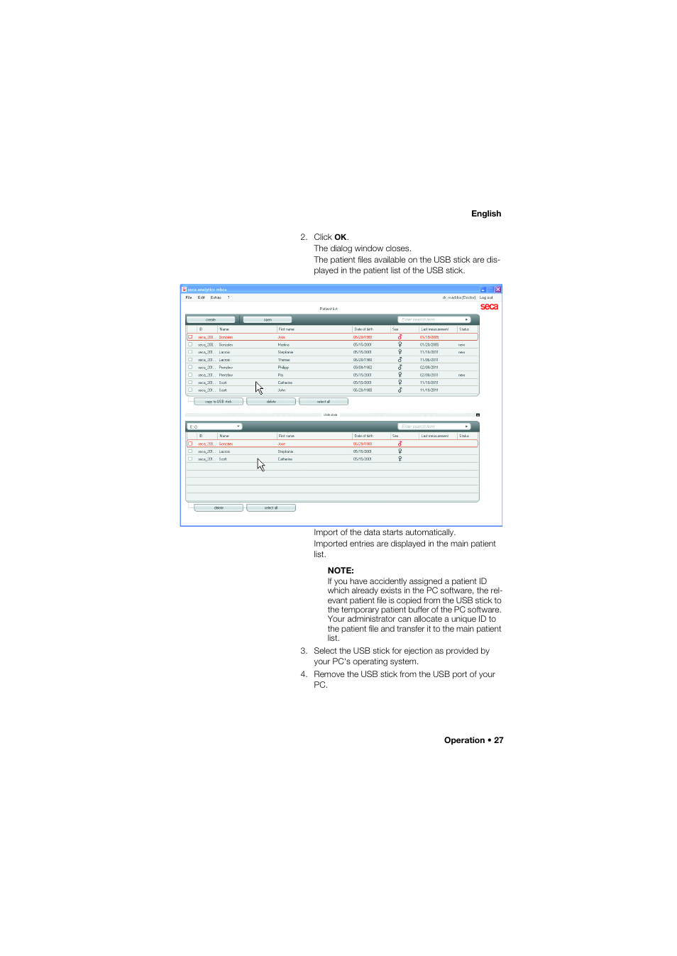 Seca Analitics 115 User Manual | Page 27 / 77