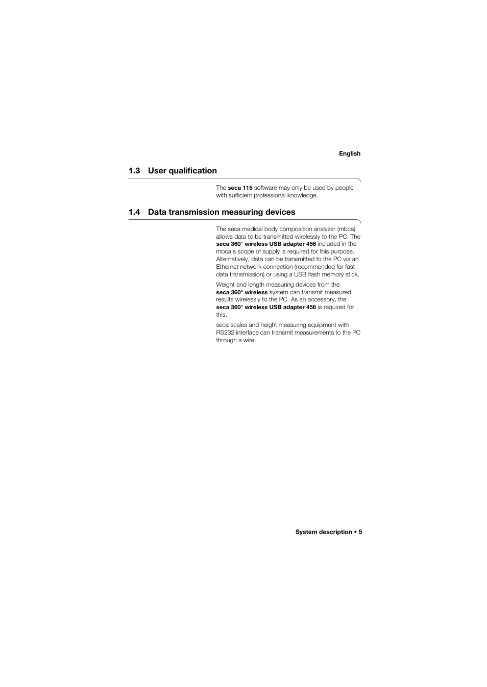 3 user qualification, 4 data transmission measuring devices, Devices | Seca Analitics 115 User Manual | Page 5 / 77