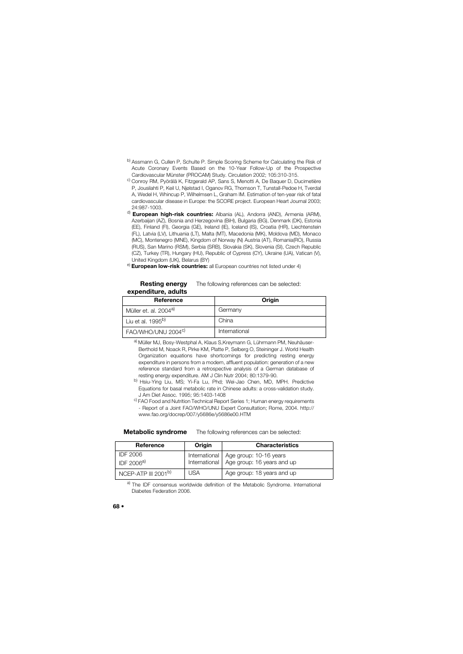 Resting energy expenditure, adults, Metabolic syndrome, Resting energy expenditure | Adults | Seca Analitics 115 User Manual | Page 68 / 77