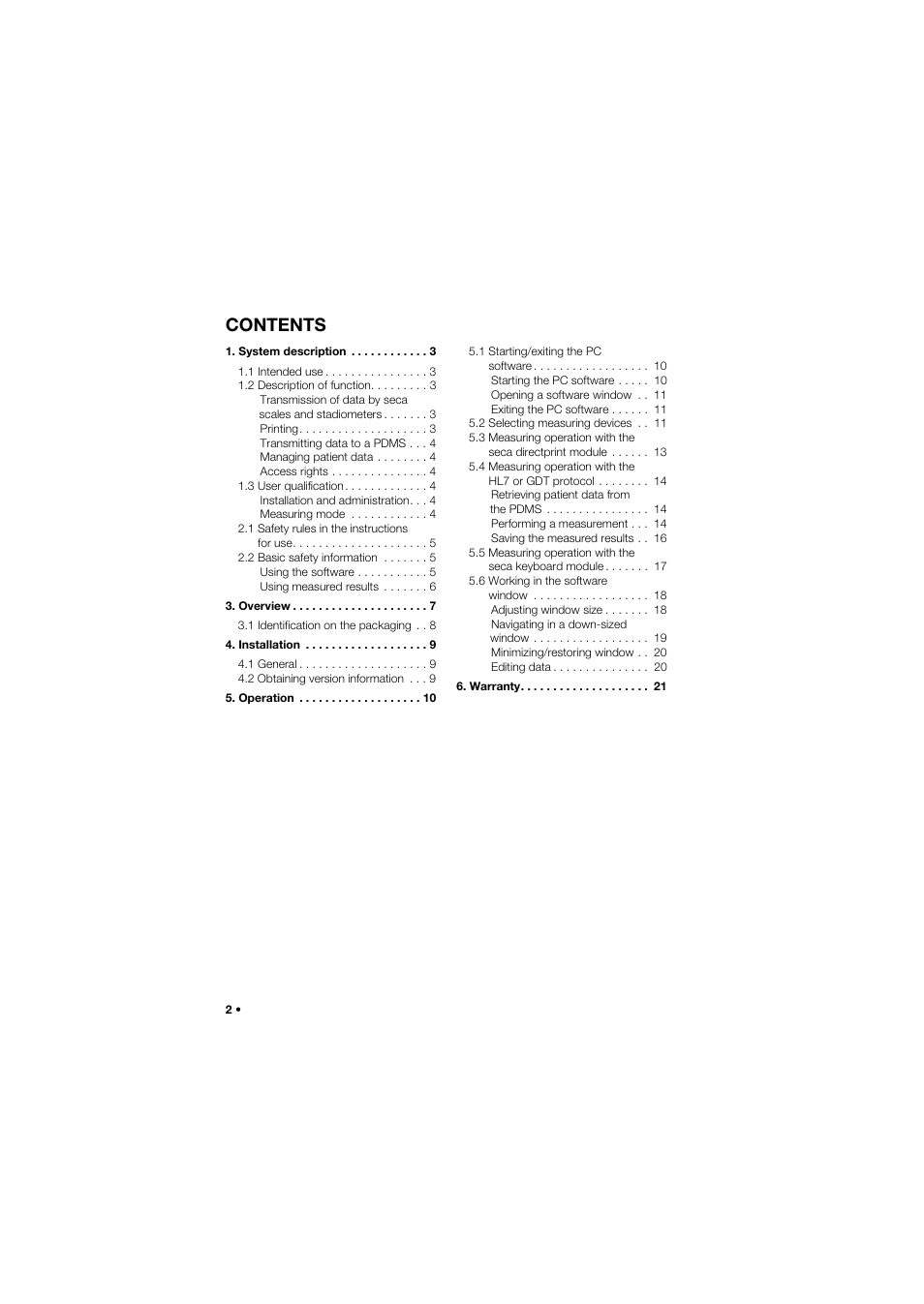 Seca EMR Flash 101 User Manual | Page 2 / 25
