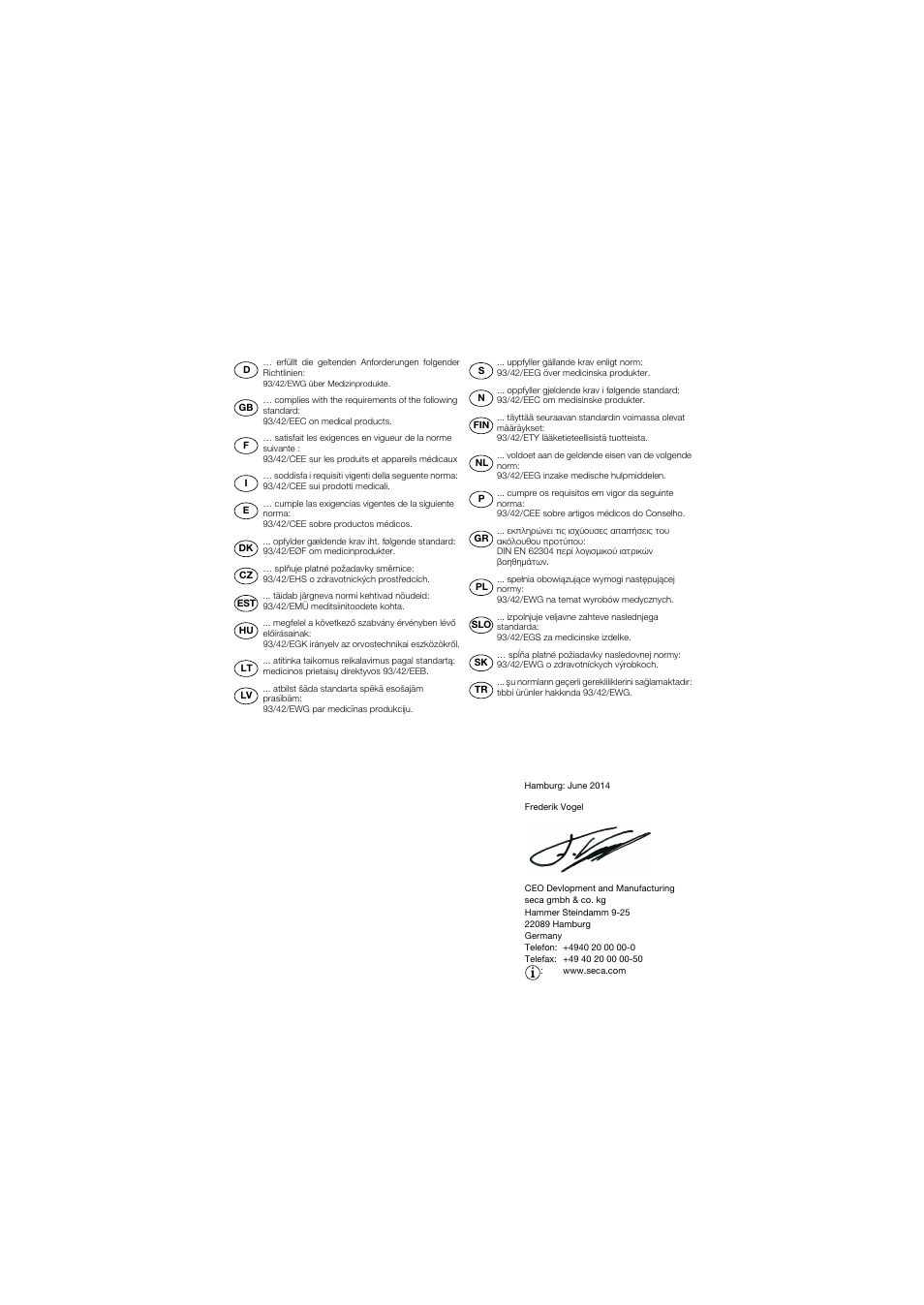 Seca EMR Flash 101 User Manual | Page 24 / 25