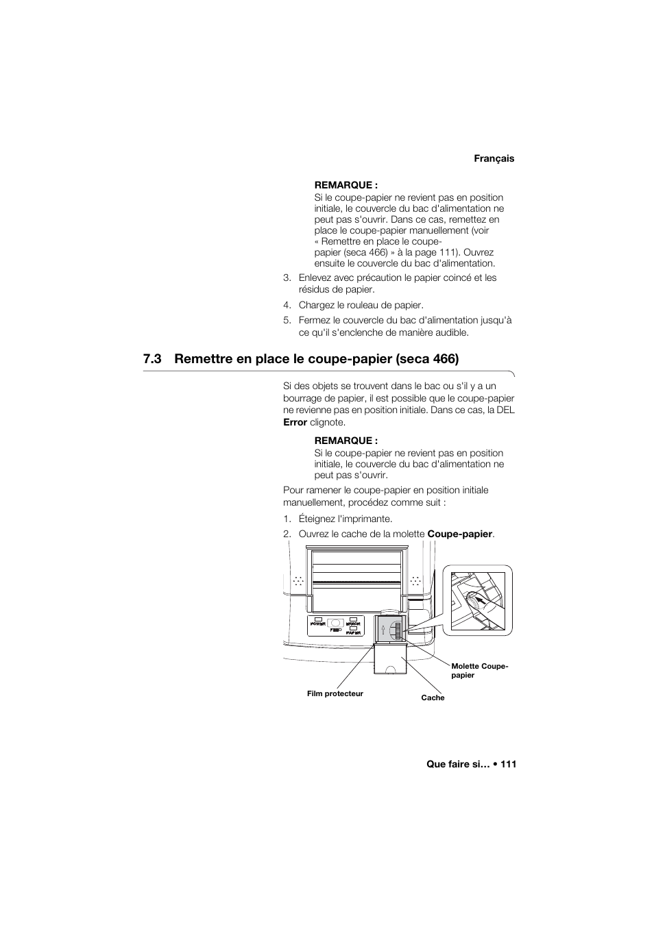 3 remettre en place le coupe-papier (seca 466) | Seca 466 User Manual | Page 111 / 268
