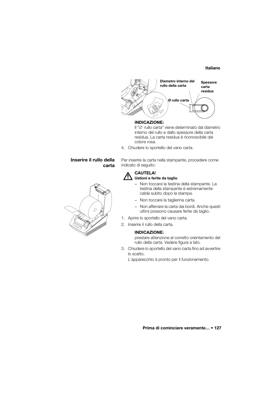 Inserire il rullo della carta | Seca 466 User Manual | Page 127 / 268