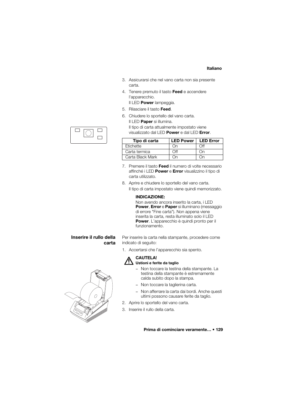 Inserire il rullo della carta | Seca 466 User Manual | Page 129 / 268