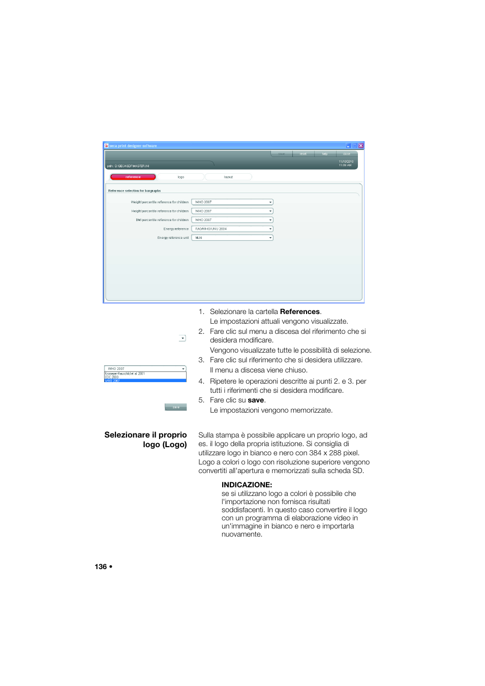 Selezionare il proprio logo (logo) | Seca 466 User Manual | Page 136 / 268