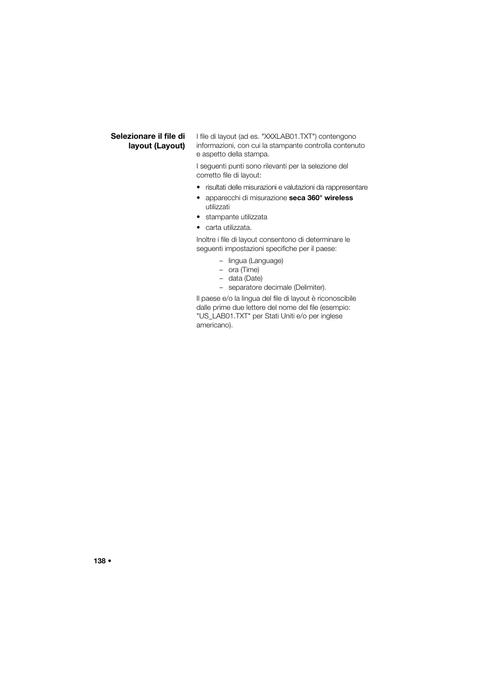 Selezionare il file di layout (layout) | Seca 466 User Manual | Page 138 / 268