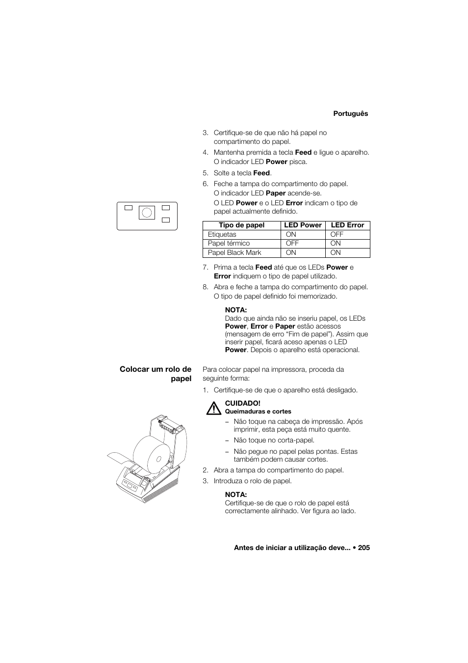 Colocar um rolo de papel | Seca 466 User Manual | Page 205 / 268