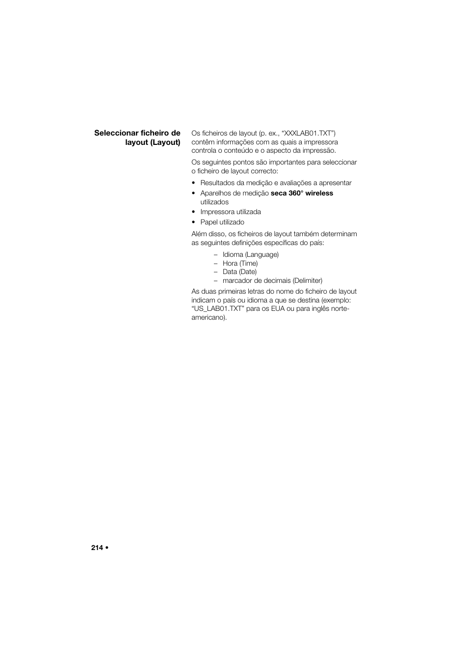 Seleccionar ficheiro de layout (layout) | Seca 466 User Manual | Page 214 / 268