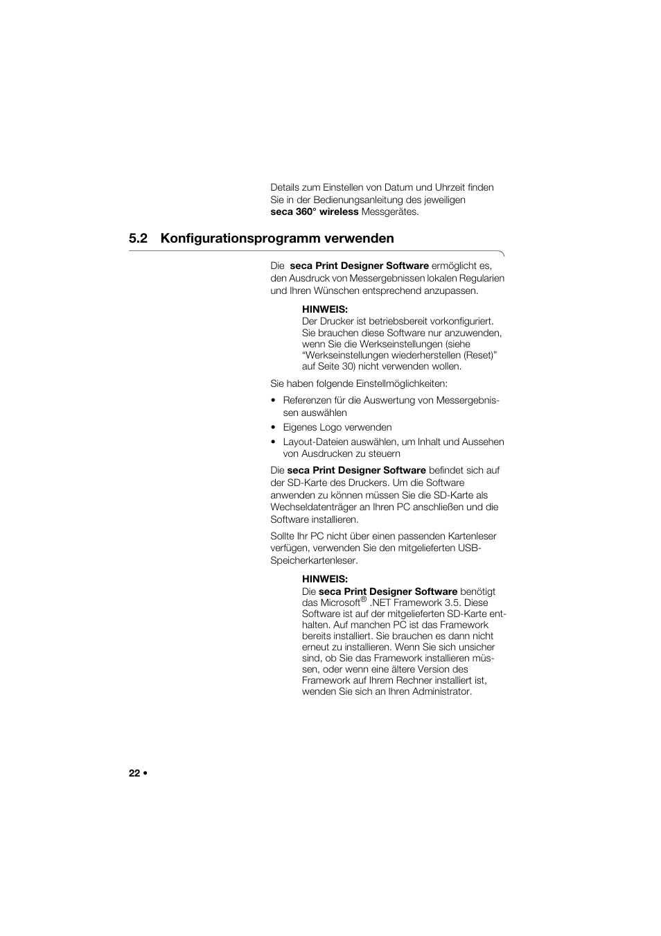 2 konfigurationsprogramm verwenden | Seca 466 User Manual | Page 22 / 268