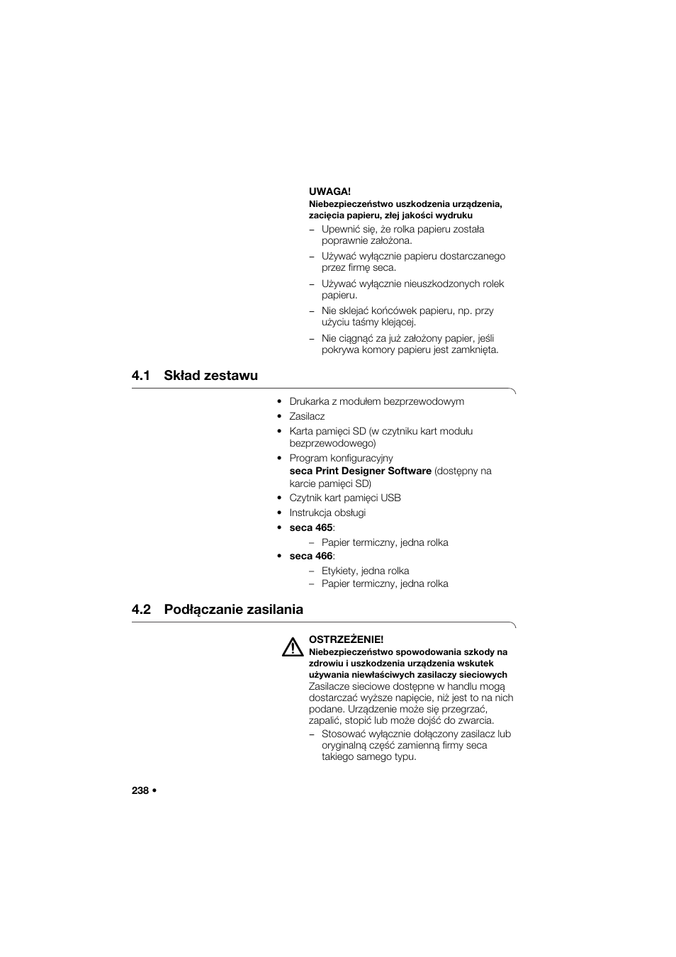 1 skład zestawu, 2 podłączanie zasilania | Seca 466 User Manual | Page 238 / 268