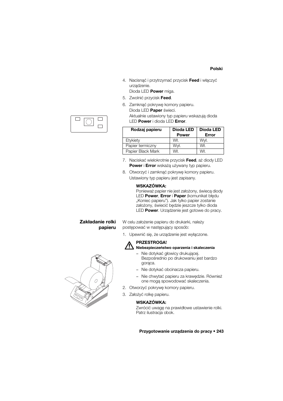 Zakładanie rolki papieru | Seca 466 User Manual | Page 243 / 268