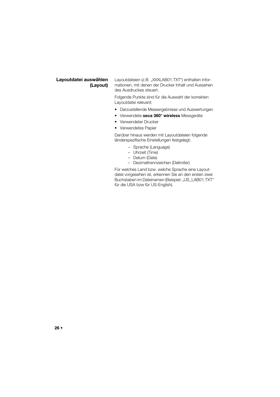 Layoutdatei auswählen (layout) | Seca 466 User Manual | Page 26 / 268