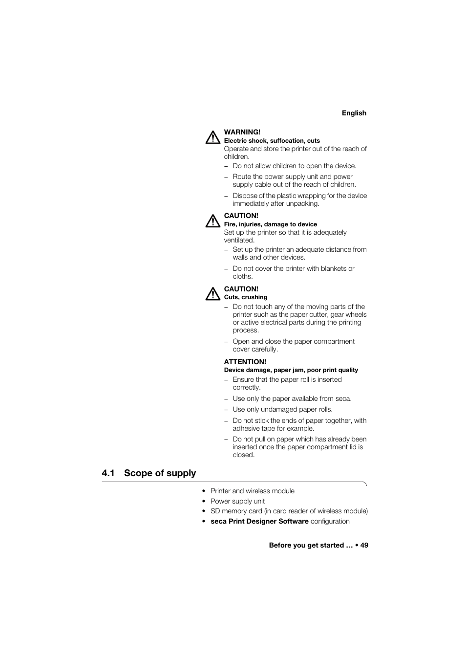 1 scope of supply | Seca 466 User Manual | Page 49 / 268