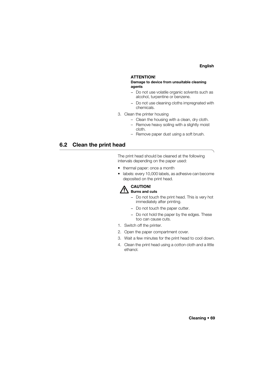 2 clean the print head | Seca 466 User Manual | Page 69 / 268