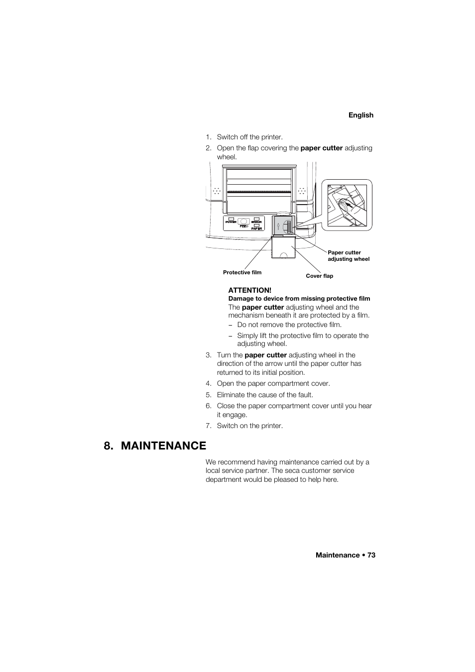 Maintenance | Seca 466 User Manual | Page 73 / 268