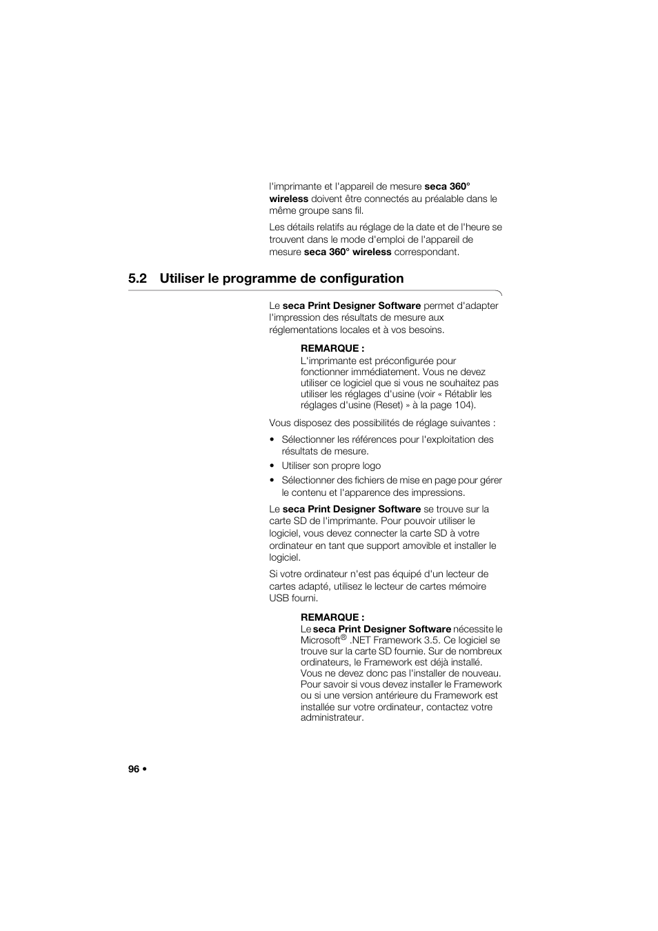 2 utiliser le programme de configuration | Seca 466 User Manual | Page 96 / 268