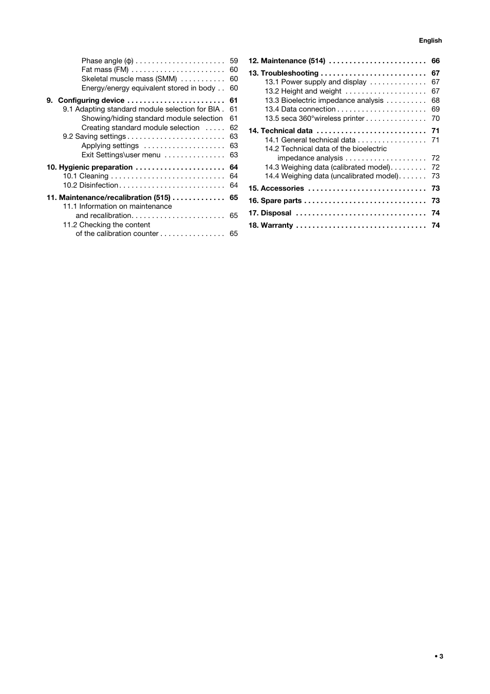Seca 515 User Manual | Page 3 / 82