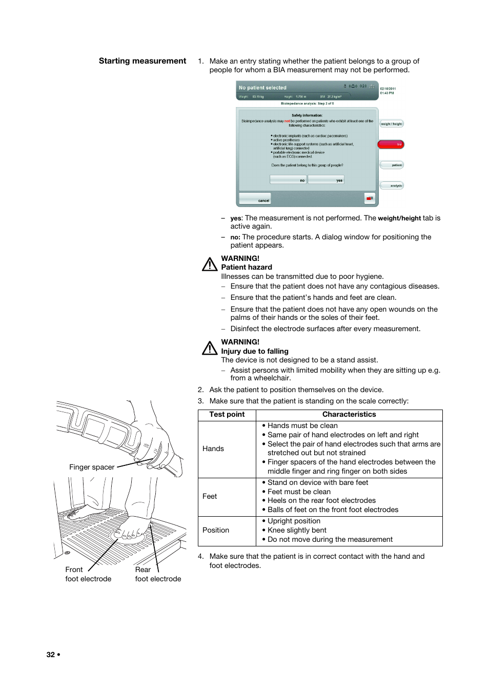 Starting measurement | Seca 515 User Manual | Page 32 / 82
