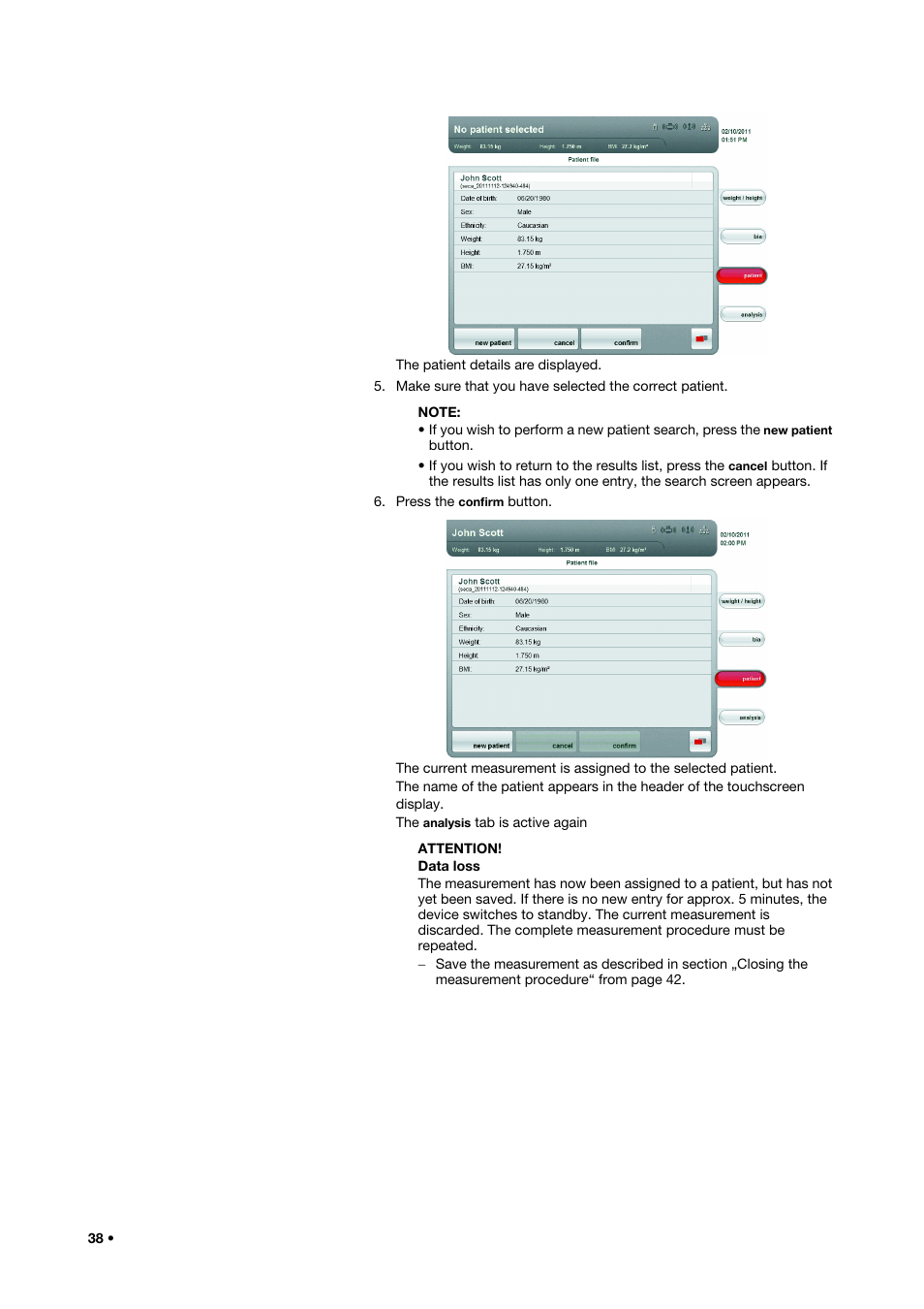 Seca 515 User Manual | Page 38 / 82