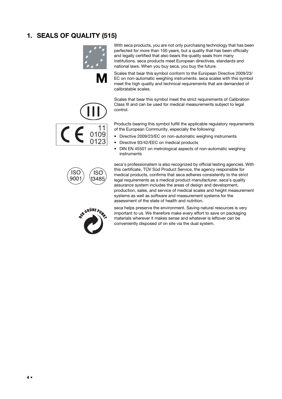 Seals of quality (515), Français | Seca 515 User Manual | Page 4 / 82