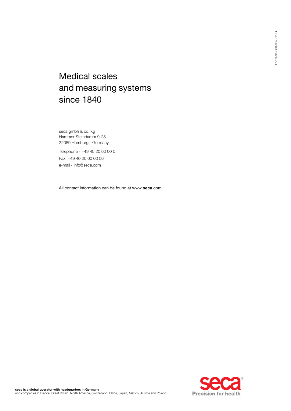 Medical scales and measuring systems since 1840 | Seca 515 User Manual | Page 82 / 82