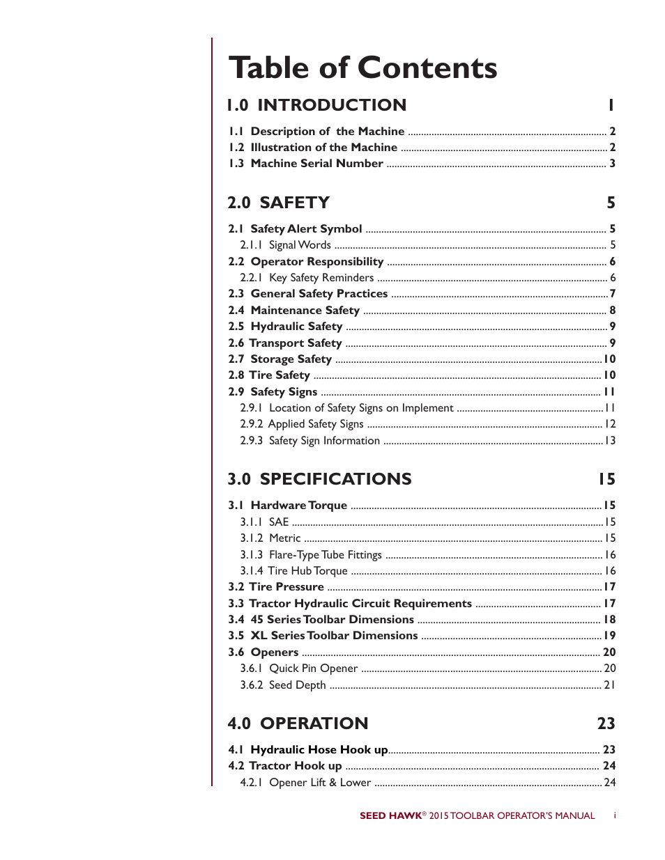 Seed Hawk TOOLBAR 2015 User Manual | Page 2 / 66