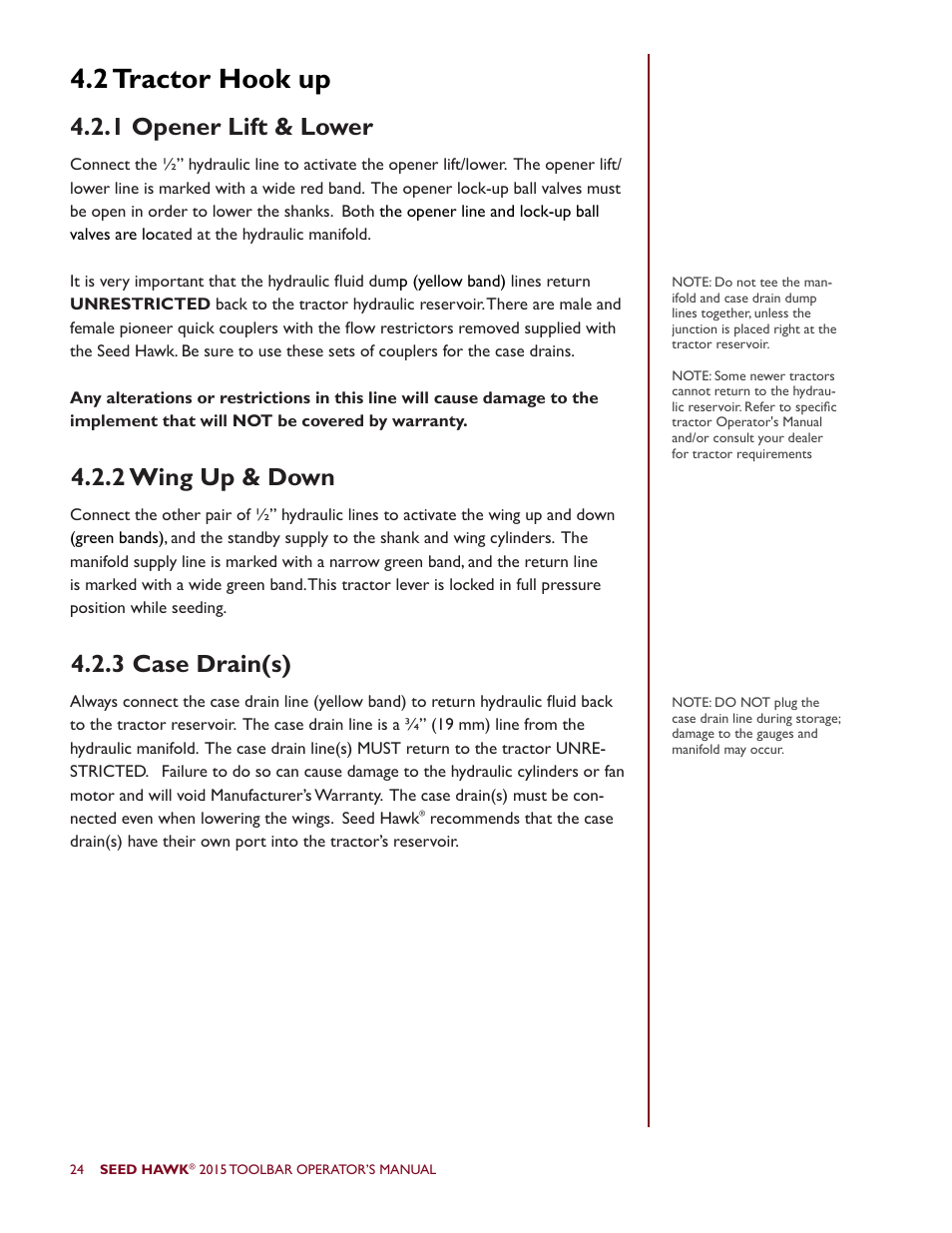 2 tractor hook up | Seed Hawk TOOLBAR 2015 User Manual | Page 29 / 66