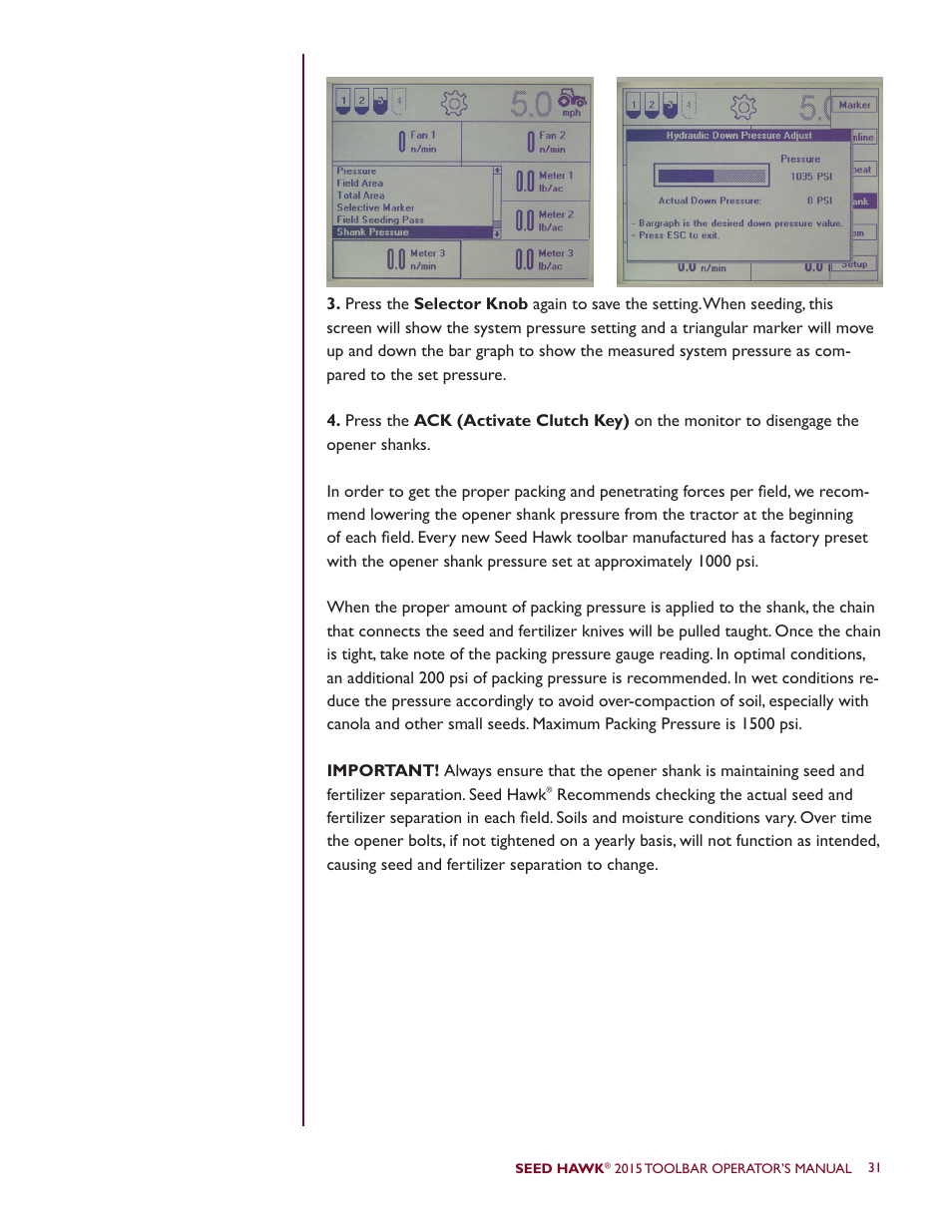 Seed Hawk TOOLBAR 2015 User Manual | Page 36 / 66