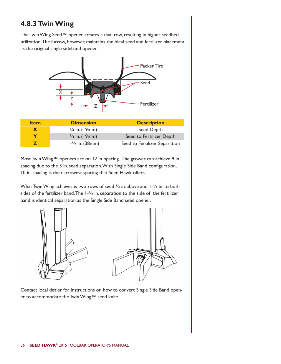 3 twin wing | Seed Hawk TOOLBAR 2015 User Manual | Page 41 / 66