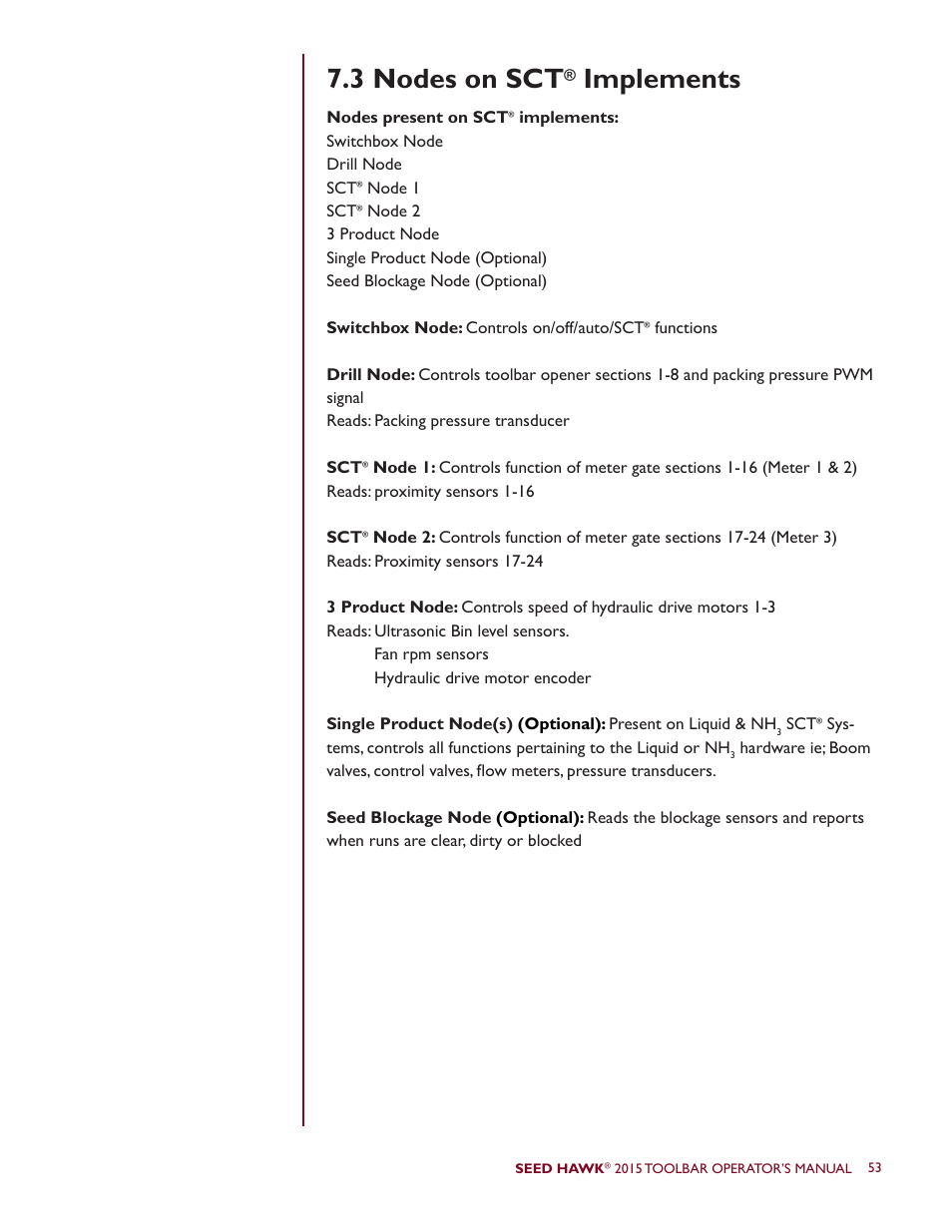 3 nodes on sct, Implements | Seed Hawk TOOLBAR 2015 User Manual | Page 58 / 66