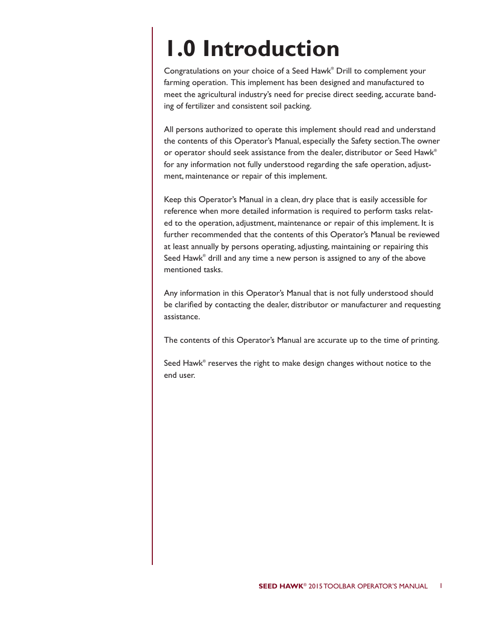 0 introduction | Seed Hawk TOOLBAR 2015 User Manual | Page 6 / 66