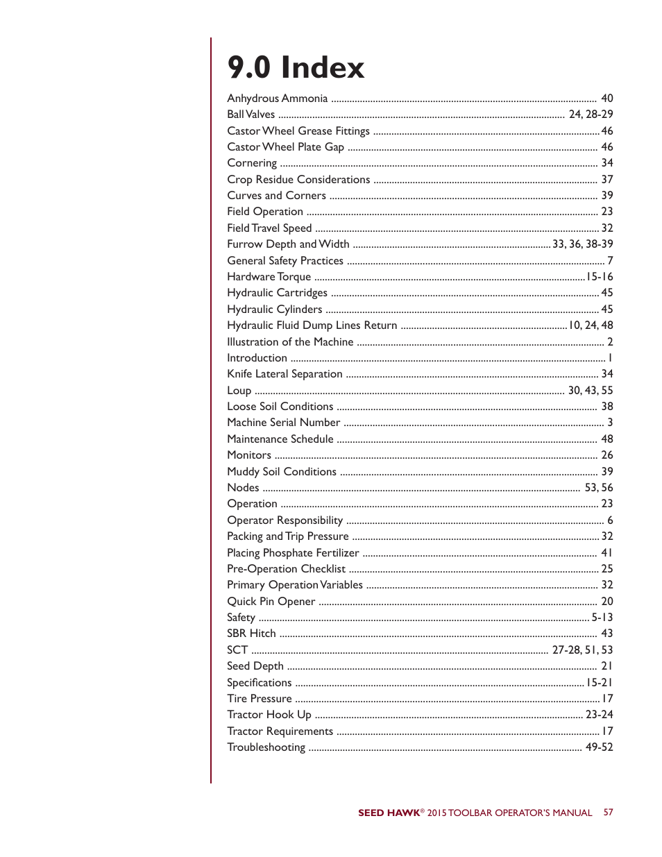 0 index | Seed Hawk TOOLBAR 2015 User Manual | Page 62 / 66