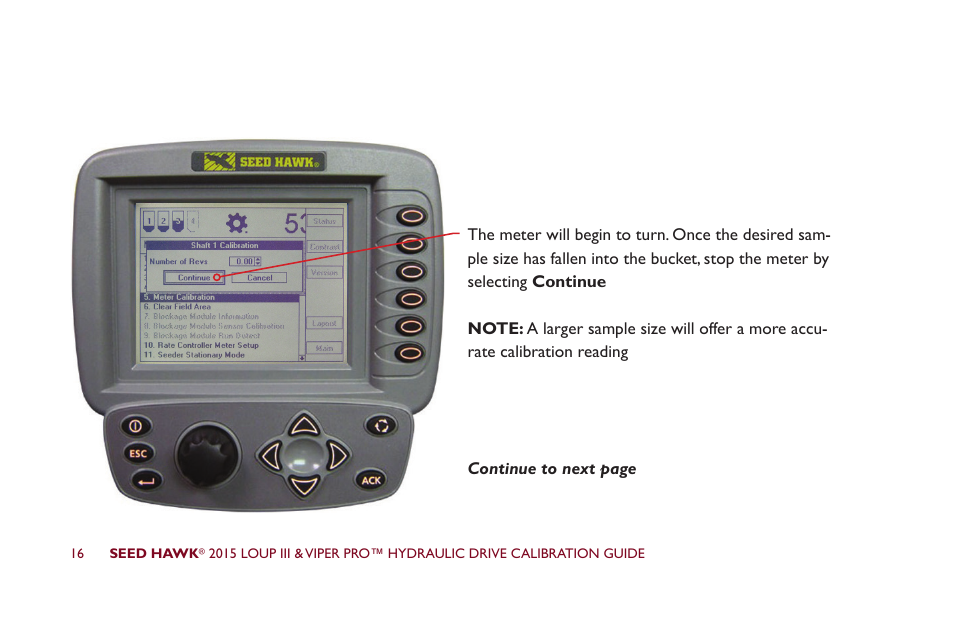 Seed Hawk LOUP III & VIPER PRO 2015 - Hydraulic Drive Calibration Guide User Manual | Page 21 / 70