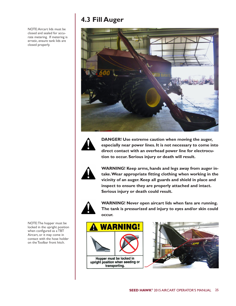 3 fill auger | Seed Hawk AIRCART 2015 User Manual | Page 30 / 98