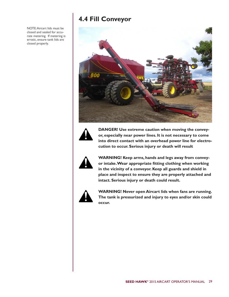 4 fill conveyor | Seed Hawk AIRCART 2015 User Manual | Page 34 / 98