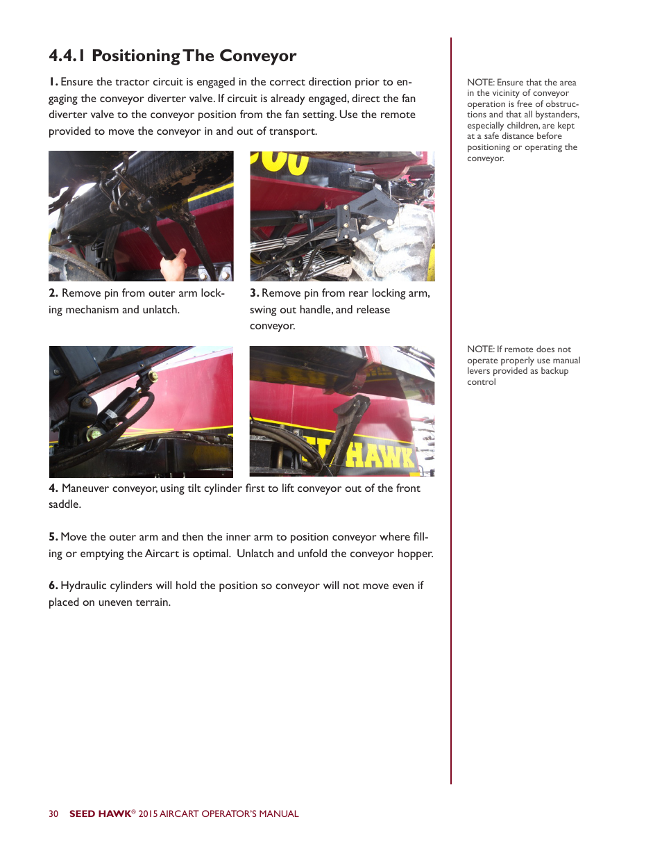 1 positioning the conveyor | Seed Hawk AIRCART 2015 User Manual | Page 35 / 98