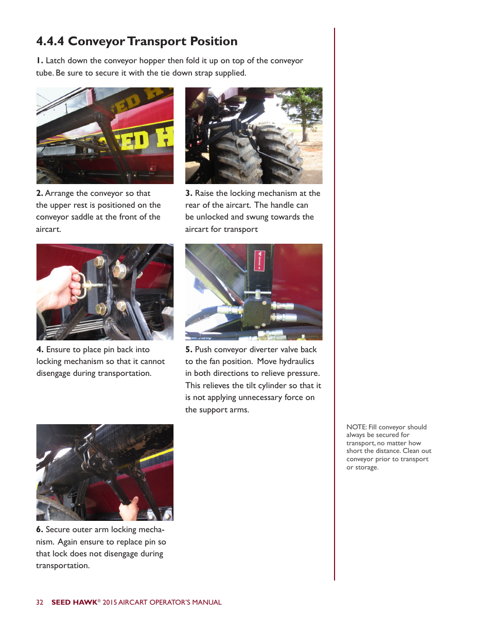 4 conveyor transport position | Seed Hawk AIRCART 2015 User Manual | Page 37 / 98